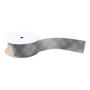 Chic Tartan Blue Grey Black Pattern Satin Ribbon