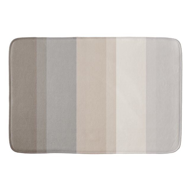 Chic Taupe, Cream and Grey Striped Bath Mat (Front)