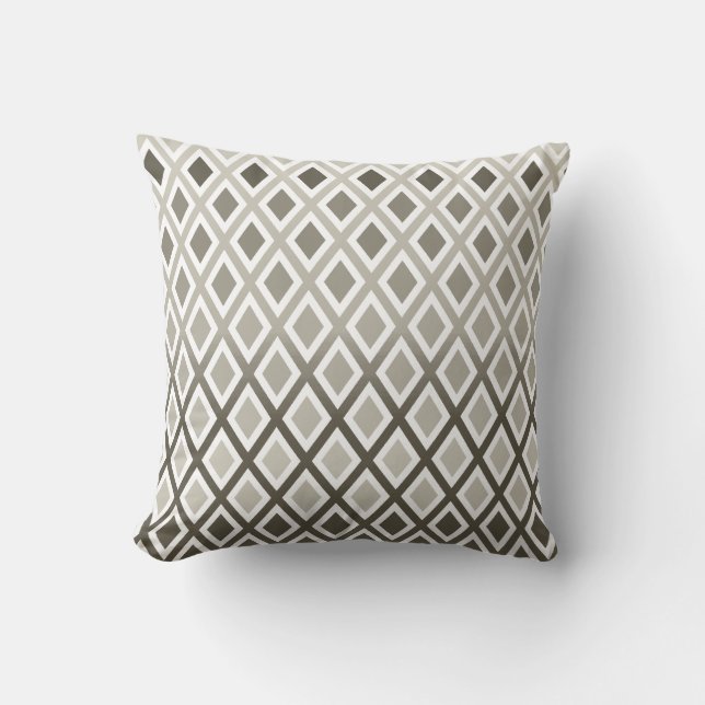 Chic Taupe Diamond Pattern Decorator Accent Throw Pillow (Front)