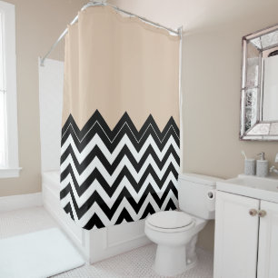 Chic Taupe White Black Zigzag Stripes Pattern