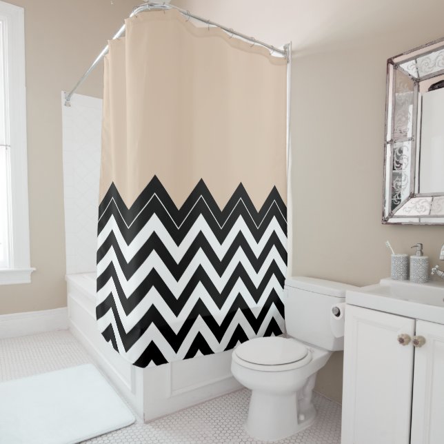Chic Taupe White Black Zigzag Stripes Pattern (In Situ)