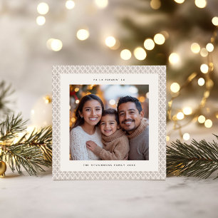 Chic Taupe & White Snowflake Photo Christmas Card