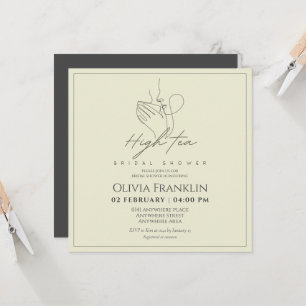 Chic, tea party bridal shower invitation