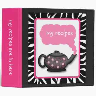 Chic Tea Time 2-inch Zebra Print Recipes Binder