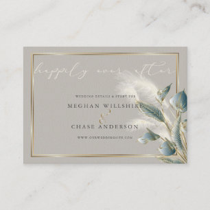 Chic Teal Anthurium and Ivory Pampas Grass Business Card