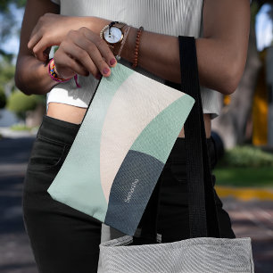 Chic Teal & Beige Classy Customizable Minimalist Accessory Pouch