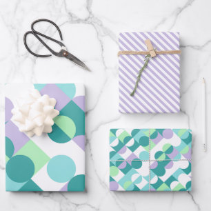 Chic Teal Blue Mint Green Circles Art Pattern Wrapping Paper Sheet