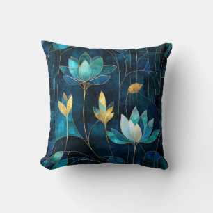 Chic teal chrysanthemum  throw pillow
