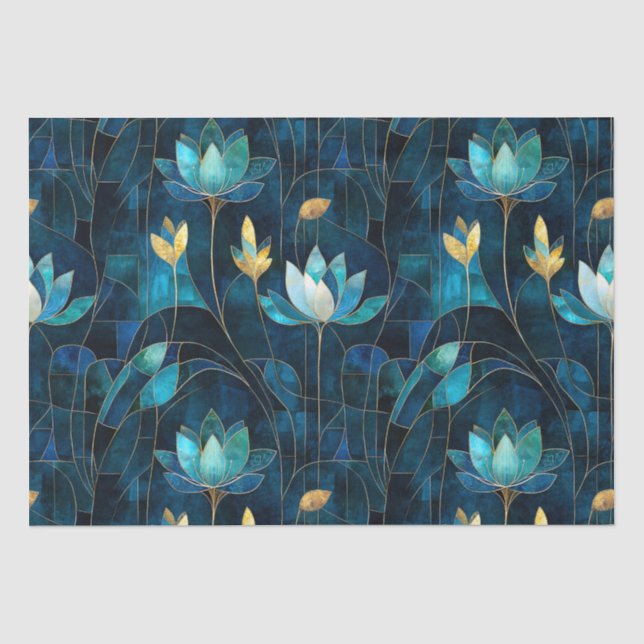 Chic teal chrysanthemum  tissue paper (Front)
