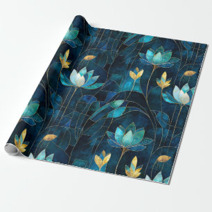 Chic teal chrysanthemum wrapping paper