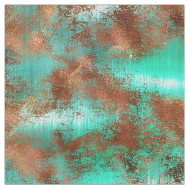 Chic Teal Copper Boho Fabric (Swatch)