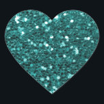 Chic Teal Faux Glitter Heart Sticker<br><div class="desc">Glamourous teal green large faux glitter.
PLEASE NOTE:  These are flat printed graphics - no raised parts</div>