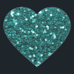 Chic Teal Faux Glitter Heart Sticker<br><div class="desc">Glamourous teal green large faux glitter.
PLEASE NOTE:  These are flat printed graphics - no raised parts</div>