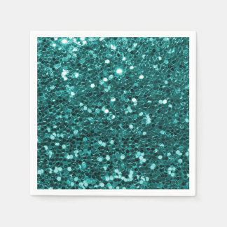 Chic Teal Faux Glitter Napkin