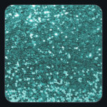 Chic Teal Faux Glitter Square Sticker<br><div class="desc">Glamourous teal green large faux glitter.
PLEASE NOTE:  These are flat printed graphics - no raised parts</div>