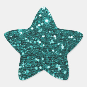 Chic Teal Faux Glitter Star Sticker