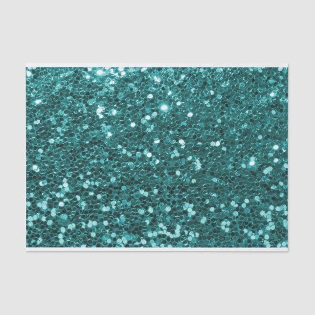 Chic Teal Faux Glitter Tissue Paper (Front)