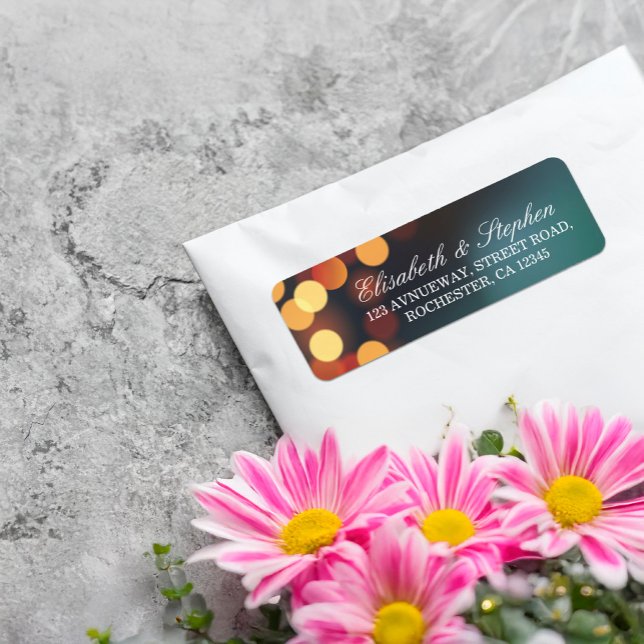 Chic Teal Gold Bokeh Glitter String Lights Wedding (Creator Uploaded)
