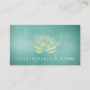 Chic Teal Gold Lotus YOGA Instructor Loyalty Punch Card