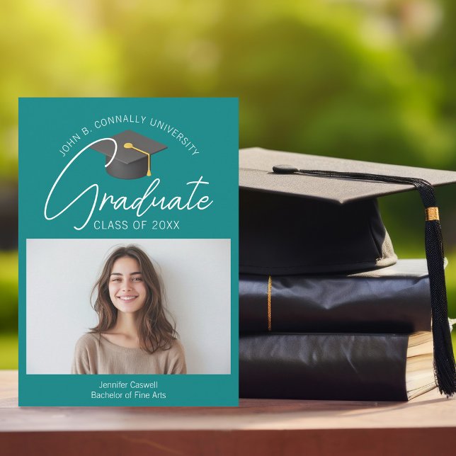 Chic Teal Graduate Photo 2025 Graduation Announcement (Creator Uploaded)