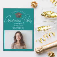 Chic Teal Graduate Photo Graduation Party