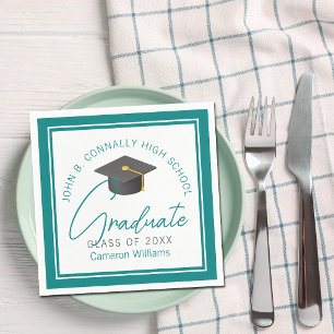Chic Teal Graduation Party Personalized Graduate Napkin