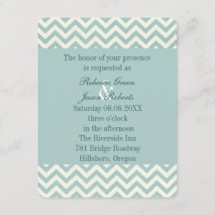 Chic teal mint chevron wedding invitation