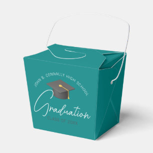 Chic Teal Modern 2025 Graduation Party Favor Box