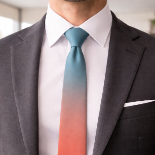 Chic Teal Peach Ombre Gradient Tie