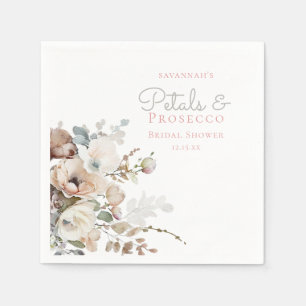 Chic Teal Petals and Prosecco Floral Bridal Shower Napkin