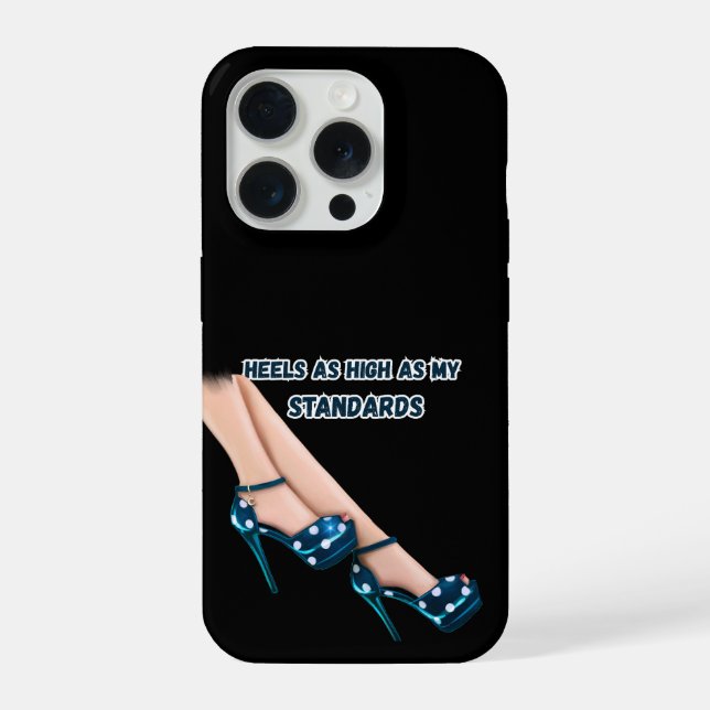 Chic Teal Polka Dot High Heels & Quote iPhone Case (Back)