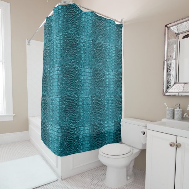 chic teal turquoise alligator print aqua blue (In Situ)