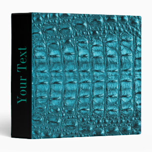 chic teal turquoise alligator print aqua blue binder