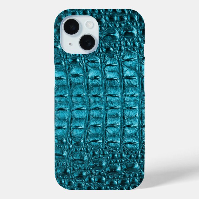 chic teal turquoise alligator print aqua blue Case-Mate iPhone case (Back)