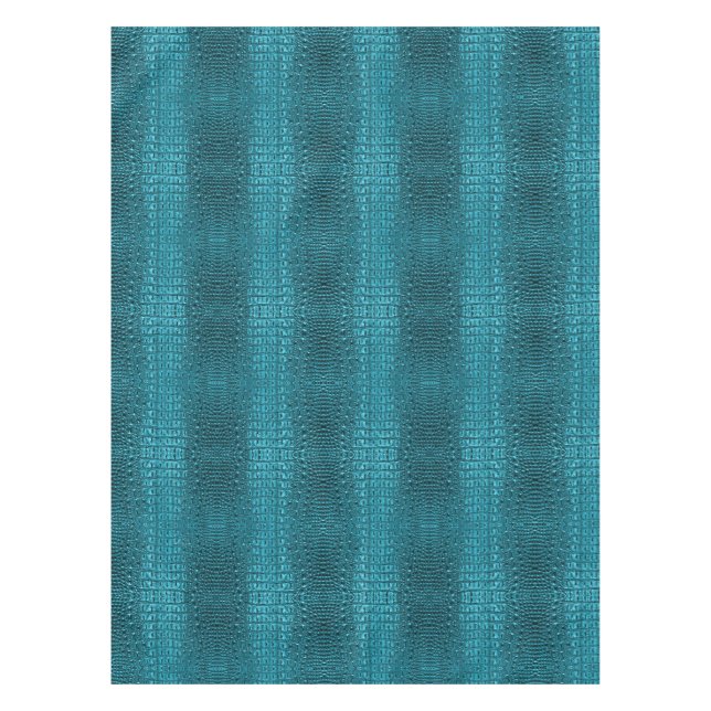 chic teal turquoise alligator print aqua blue tablecloth (Front)