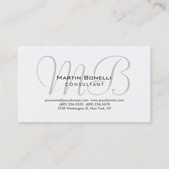 Chic tendance Monogram Consultant Carte de visite (Devant)