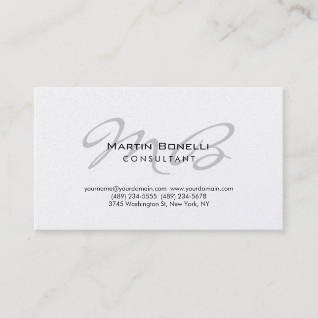 Chic tendance Monogram Consultant Carte de visite (Devant)