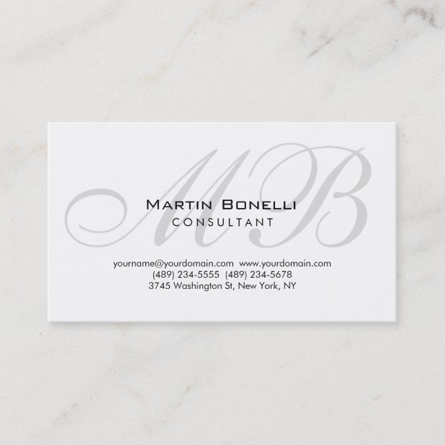 Chic tendance Monogram Consultant Carte de visite (Devant)