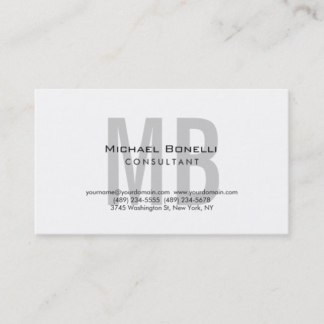 Chic tendance Monogram Consultant Carte de visite (Devant)