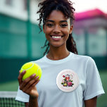 Chic Tennis Social Club Bachelorette weekend 2 Inch Round Button<br><div class="desc">Make your bachelorette party unforgettable with this chic "Social Club" button. Featuring elegant floral accents, tennis details, and a champagne glass motif, this button is perfect for adding a stylish touch to your celebration. Ideal as a party favour, name tag, or keepsake for a sophisticated, preppy-themed weekend. Customizable for your...</div>