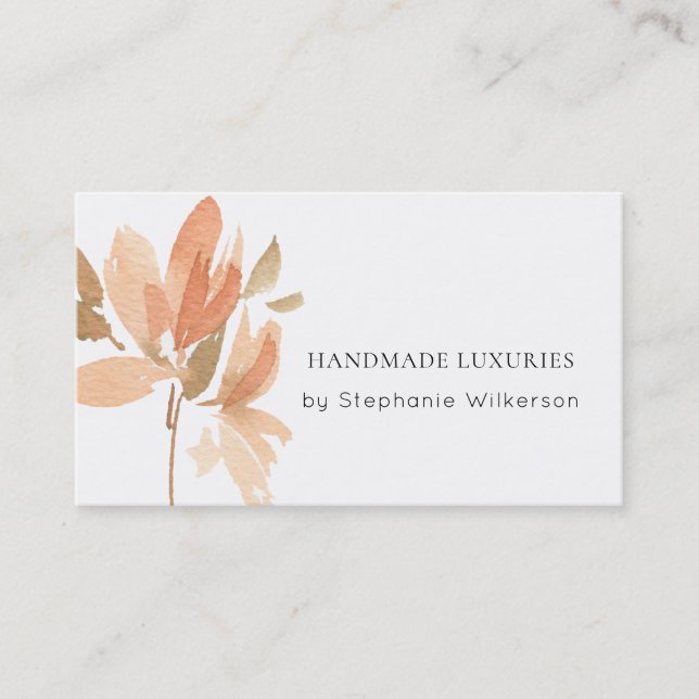 Chic Terra Cotta Aquarelle Carte de visite Floral (Devant)