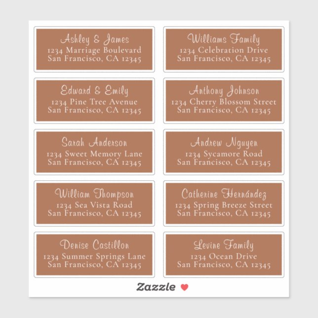 Chic TerraCotta Mariage Étiquettes de adresse invi (Feuille)