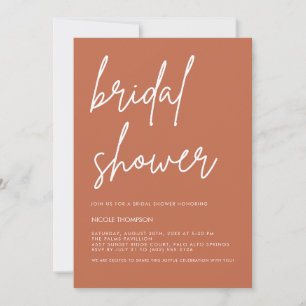 Chic Terracotta Modern Bridal Shower Invitation 