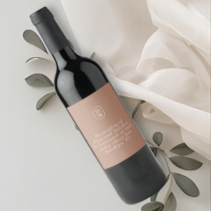 Chic Terracotta Monogram Wedding Wine Label