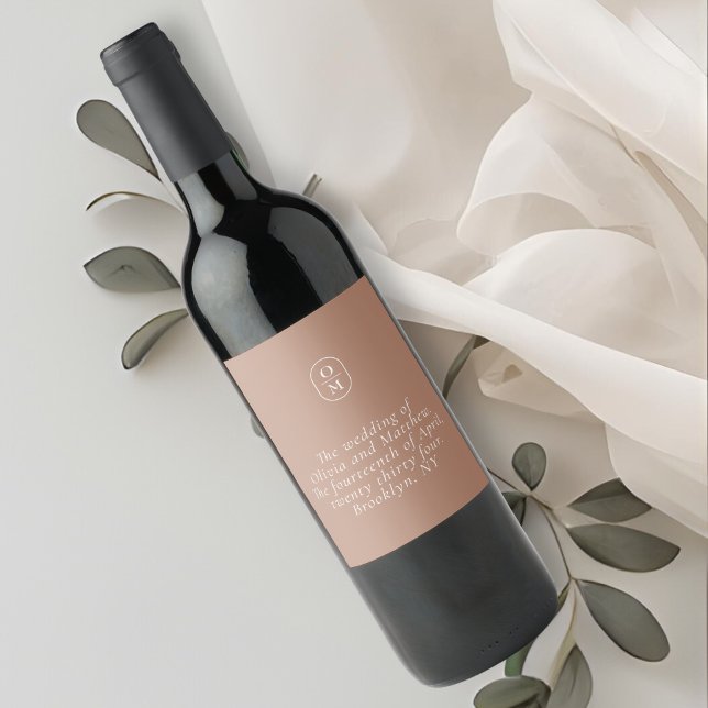 Chic Terracotta Monogram Wedding Wine Label (Creator Uploaded)