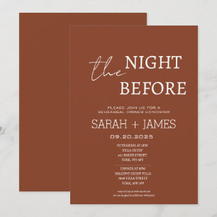 Chic Terracotta the Night Before Rehearsal Dinner  Invitation
