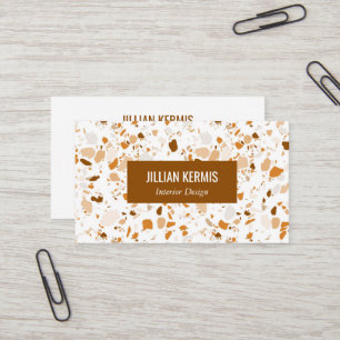 Chic terrazzo elegant Brown Terracotta CUSTOM Business Card