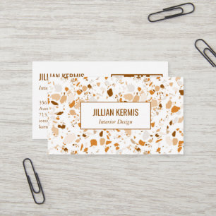 Chic terrazzo elegant Brown Terracotta CUSTOM QR  Business Card