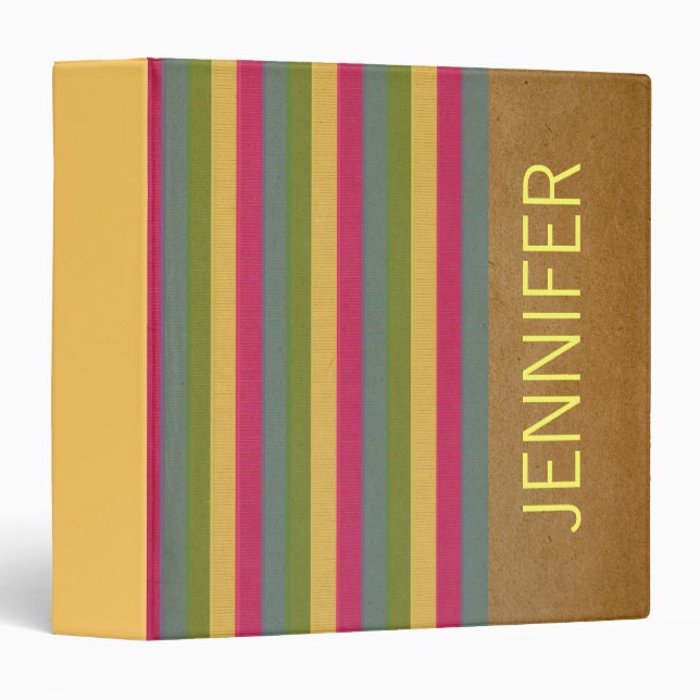 Chic Textured Stripes Binder (1.5 inch) (Front/Spine)