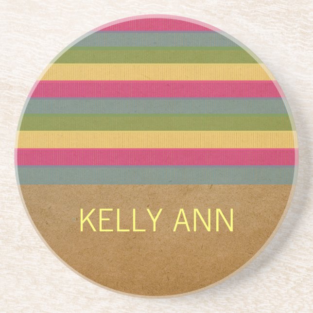 Chic Textured Stripes Coaster (Front)